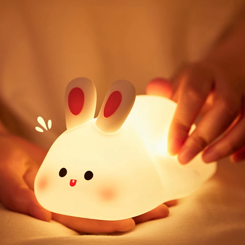 Veilleuse Lapin en Silicone Rechargeable – Lumière Douce & Réconfortante pour Bébé