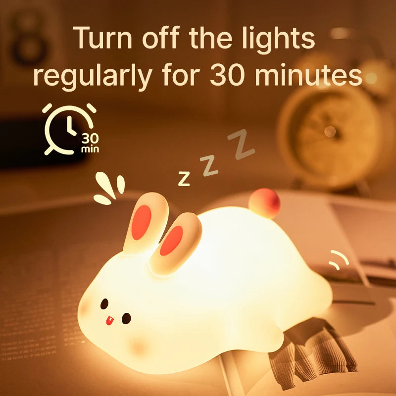 Veilleuse Lapin en Silicone Rechargeable – Lumière Douce & Réconfortante pour Bébé