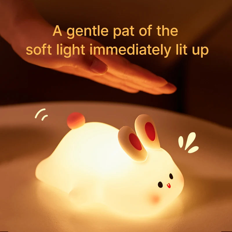 Veilleuse Lapin en Silicone Rechargeable – Lumière Douce & Réconfortante pour Bébé